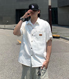 Rivet Patchwork Short Sleeve Shirt