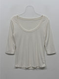 Ribbed Deep U-Neck Crop T-Shirt