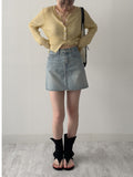 Tin Blue A-Line Mini Denim Skirt
