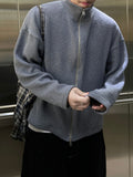 SS Draw High Neck Ribbed Zip-up