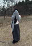 CHECK LONG SLIT WOOL SK