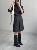 Road Pintuck A-Line Midi Skirt