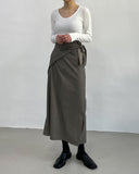 Silky Twist Wrap Long Skirt