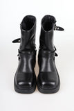 vegan middle buckle boots