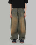 Glossy coated wide jeans