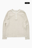 Pigment ribbed henley long sleeve