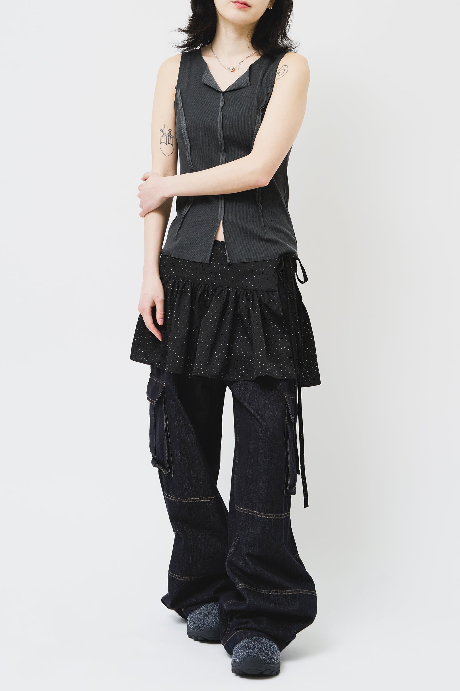 【HI FI FNK】(W) Dot Frill Wrap Skirt HI FI FNK(ハイファイファンク) - (W)ドットフリルラップ