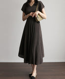 [Premium] Armoni Pleated Belt V-Neck One Piece