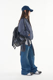 Loop check hoodie zip-up jumper