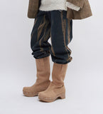 stud suede platform boots