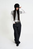 Indigo embossed denim pants
