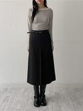 Layered Shirring Boat Neck T-Shirt