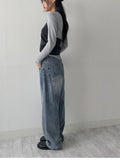 [unisex] 515 cat-washed wide denim pants