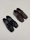 Shirring Enamel Square Toe Loafers