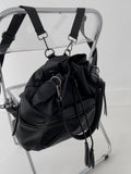 Multi twill leather bucket bag