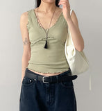 Ruffle V-Neck Sleeveless Top