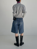 525 Cat Washing Bermuda Wide Denim