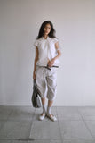WRAP BUTTON CAP SLEEVE BLOUSE