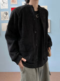 Solid Corduroy Warm Cardigan