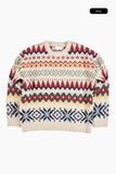 Nordic pattern round neck knit