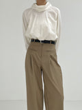 Lip Pocket High Waist Long Slacks