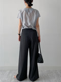 [Summer ver.] T-shirt with double-pleated long wide slacks