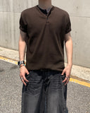 Henryneck Rib Knit Short Sleeve Tee