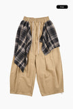 Checker drape layered pants