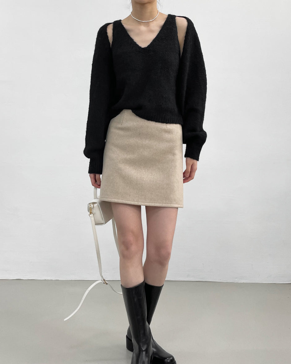 【INCHANT ME】Heave Wool Mini Skirt INCHANT ME(インチャントミー) - ヘブウールミニスカート / Have