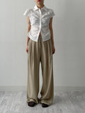 Wonder Shirring Cap Short Sleeve Blouse