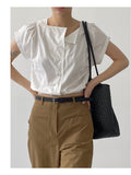 Banding Crop Short Sleeve Blouse