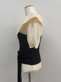 [Short Sleeve Version] Buttery Off-Shoulder Layered Blouse
