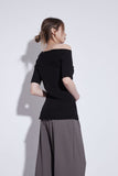 unbalance neck knit top