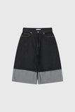 Patched Bermuda Roll-up Denim