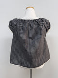 Lace Check Cap Sleeve Blouse