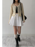 Ribbon Crochet Punching Knit Cardigan