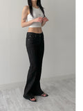 Striped Low Bootcut Denim Pants