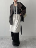 High-neck belted half trench coat