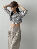 Check Seersucker Crop Shirt