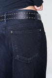 Black keyring wide denim pants