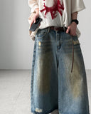 Grease Damage Bermuda Denim