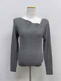 Color Matching Ribbed Knit T-shirt