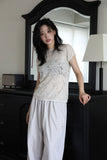 Rib lace knit top