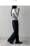 Color Matching Stripe Banding Wide Pants