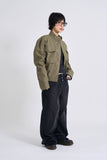 Button-fly wide denim pants