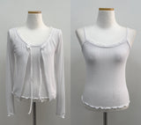 [Sleeveless SET] Sweetie Ribbon Lace Cardigan