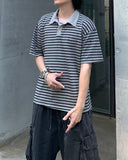 Pigment Stripe Collar Short Sleeve Tee