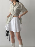 Tencel collar strap blouse