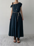 Cliff Unbalanced Denim Long One Piece