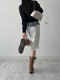 Frill Stripe Midi Skirt